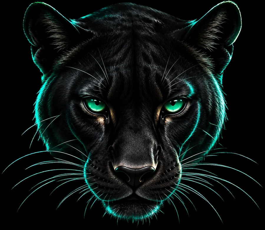 The IDigitalAKKi panther, watchful green eyes